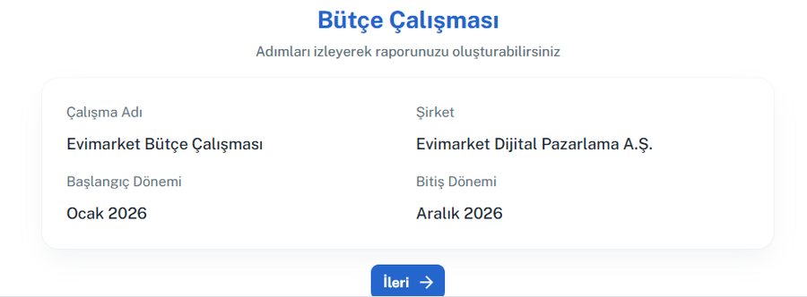 Forecast Dakika entegrasyonu bütçe çalışması ekranı