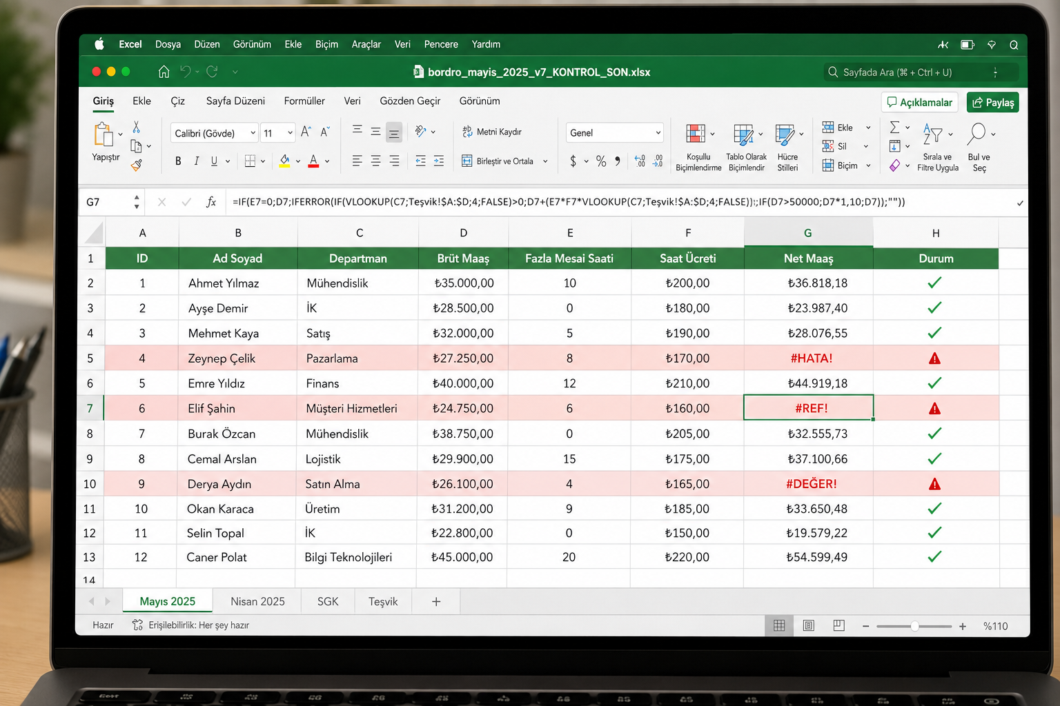 Excel bütçe tablosu